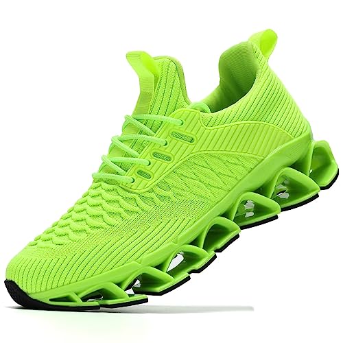 Wrezatro Damen Slip on Walking Laufschuhe Blade Tennis Casual Fashion Sneakers Komfort rutschfeste Arbeit Sport Athletic Trainer, leuchtend grün, 39 EU von Wrezatro