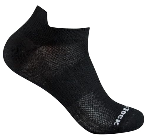 Wrightsock Profi Sportsocke, Laufsocke, Sneakers Modell Coolmesh II in schwarz, Anti-Blasen-System, doppel-lagig, Low Tab kurz, Gr. S von Wrightsock