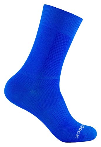 Wrightsock Profi Sportsocke, Laufsocke Modell Coolmesh II in Blau, Anti-Blasen-System, doppellagig, Crew lang, Gr. M von Wrightsock