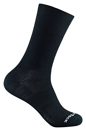 Wrightsock Profi Sportsocke, Unisex Laufsocke Modell Coolmesh II in Schwarz, Anti-Blasen-System, doppellagig, Crew lang, Gr. L von Wrightsock