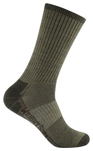 Wrightsock Profi Wandersocke in Timber-Braun, Modell Merino Stride, Anti-Blasen-System, doppel-lagig, Crew lang, Gr. S von Wrightsock