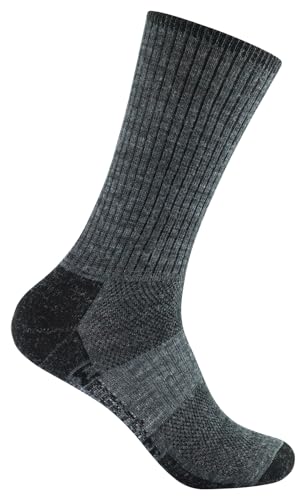 Wrightsock Profi Wandersocke in Grau, Modell Merino Stride, Anti-Blasen-System, doppel-lagig, Crew lang, Gr. M von Wrightsock