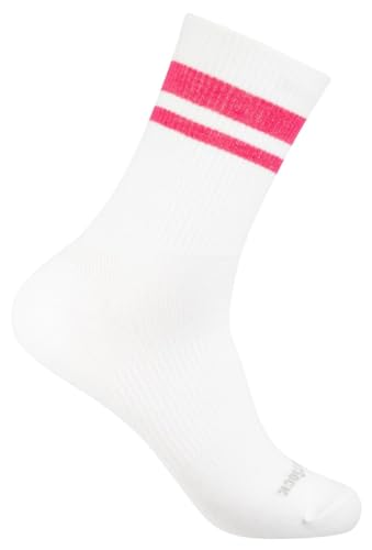 Wrightsock - 1 Paar Herren/Damen Profi Sportsocke, Laufsocke, Modell Stride in weiß rot, Anti-Blasen-System, doppel-lagig, Crew (wadenhoch), Gr. M von Wrightsock