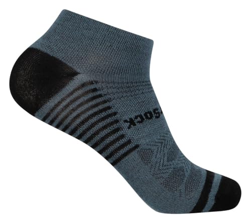Wrightsock - 1 Paar Herren/Damen Profi Sportsocke, Laufsocke, Sneakers Modell Coolmesh II in dunkelgrau schwarz, Anti-Blasen-System, doppel-lagig, Low Cut (bis Fußknöchel), Gr. L von Wrightsock