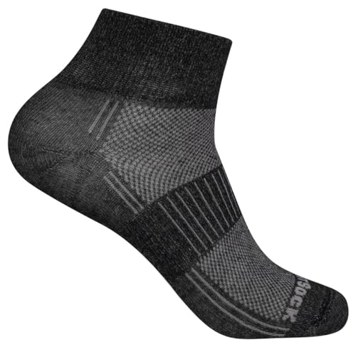 Wrightsock - 1 Paar Herren/Damen Profi Sportsocke, Laufsocke Modell Coolmesh II in Black Marl, Anti-Blasen-System, doppellagig, Quarter (knöchelhoch), Gr. M von Wrightsock