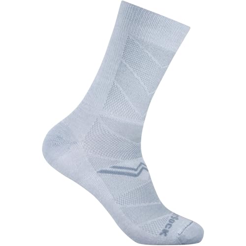 Wrightsock - 1 Paar Herren/Damen Profi Sportsocke, Laufsocke Modell Coolmesh II in hellgrau grau, Anti-Blasen-System, doppellagig, Crew (wadenhoch), Gr. S von Wrightsock