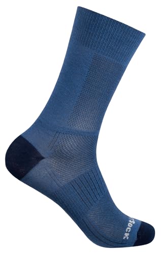 Wrightsock - 1 Paar Herren/Damen Profi Sportsocke, Laufsocke Modell Coolmesh II in seablue navy, Anti-Blasen-System, doppellagig, Crew (wadenhoch), Gr. M von Wrightsock