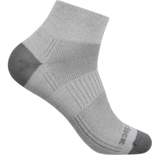Wrightsock - 1 Paar Herren/Damen Profi Sportsocke, Laufsocke Modell Coolmesh II in titaniumgrau, Anti-Blasen-System, doppellagig, Quarter (knöchelhoch), Gr. L von Wrightsock