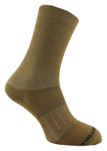 Wrightsock - 1 Paar Herren/Damen Profi Sportsocke Modell Endurance in braun, Anti-Blasen-System, doppellagig, Crew (wadenhoch), Gr. S von Wrightsock