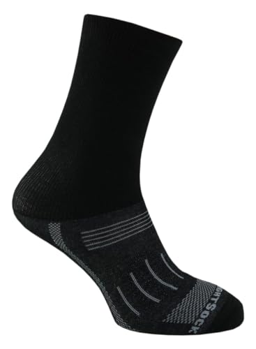 Wrightsock - 1 Paar Herren/Damen Profi Sportsocke Modell Endurance in schwarz, Anti-Blasen-System, doppellagig, Crew (wadenhoch), Gr. XL von Wrightsock