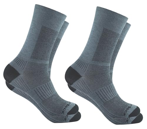 Wrightsock - 2 Paar Herren/Damen Profi Sportsocken im Doppelpack Sparpack, Laufsocke Modell Coolmesh II in grau, Anti-Blasen-System, doppellagig, Crew (wadenhoch), Gr. M von Wrightsock