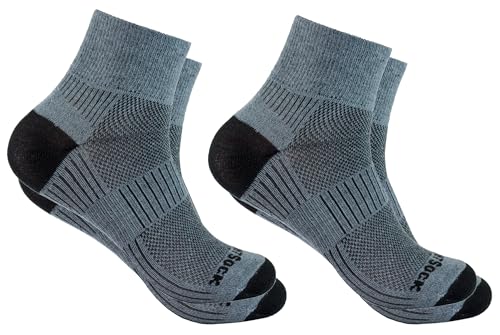 Wrightsock - 2 Paar Herren/Damen Profi Sportsocken im Doppelpack Sparpack, Laufsocke Modell Coolmesh II in grau, Anti-Blasen-System, doppellagig, Quarter (knöchelhoch), Gr. L von Wrightsock