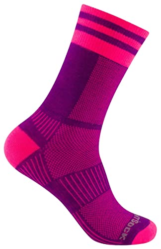 Wrightsock Profi Sportsocke, Laufsocke Modell Coolmesh II in pink pflaume, Anti-Blasen-System, doppel-lagig, CREW lang, Gr. S von Wrightsock