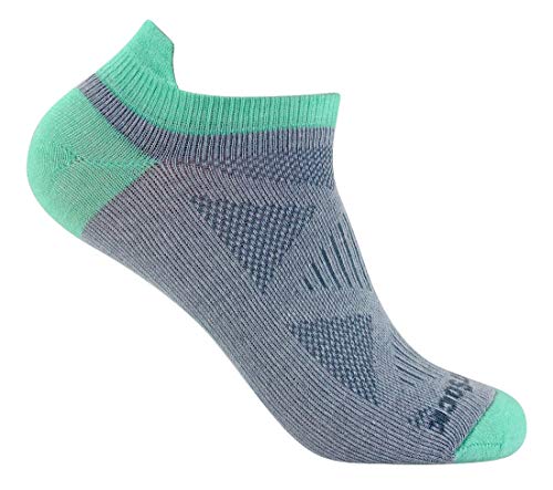 Wrightsock Damen Profi Sportsocke Sneakers Modell Coolmesh II Women in hellgrau mint, Anti-Blasen-System, doppel-lagig, Low Tab kurz - Gr. M von Wrightsock