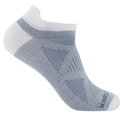 Wrightsock Damen Profi Sportsocke Sneakers Modell Coolmesh II Women in hellgrau weiss, Anti-Blasen-System, doppel-lagig, Low Tab kurz - Gr. L von Wrightsock