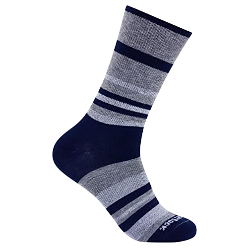 Wrightsock Eco Explore Crew Socken, Dark Blue Stripes, M von Wrightsock