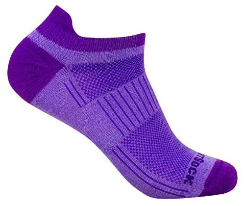 Wrightsock Profi Sportsocke, Laufsocke, Sneakers Modell Coolmesh II in lila, Anti-Blasen-System, doppel-lagig, Low Tab kurz, Gr. L von Wrightsock