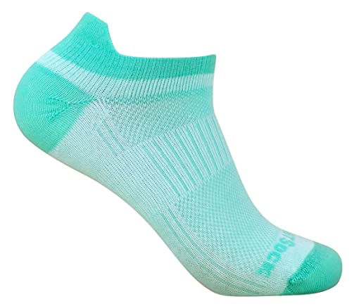 Wrightsock Profi Sportsocke, Laufsocke, Sneakers Modell Coolmesh II in mint grün, Anti-Blasen-System, doppel-lagig, Low Tab kurz, Gr. L von Wrightsock