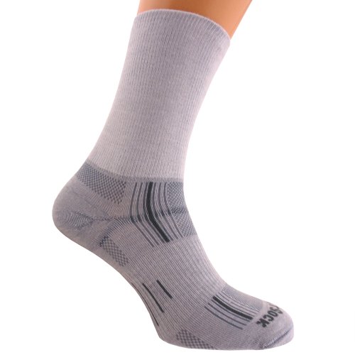 Wrightsock Profi Sportsocke, Laufsocke, Wandersocke, Modell Stride in hellgrau, Anti-Blasen-System, doppel-lagig, Crew lang, Gr. L von Wrightsock