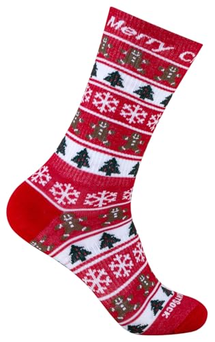 Wrightsock Profi Sportsocke, Laufsocke, Wandersocke Weihnachtsedition in rot Modell Eco Explore, Anti-Blasen-System, doppel-lagig, Crew (Wadenhoch), Gr. M von Wrightsock