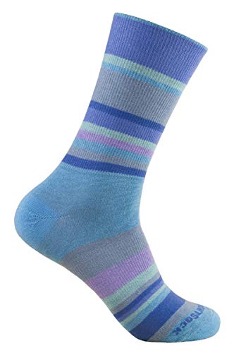 Wrightsock Profi Sportsocke, Laufsocke, Wandersocke in blau Stripes gestreift, doppel-lagig, STRIDE crew lang - Gr.L von Wrightsock