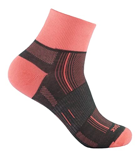 Wrightsock Profi Sportsocke, Laufsocke, Wandersocke in corale, Anti-Blasen-System, doppel-lagig, Quarter mittellang, Gr. L von Wrightsock