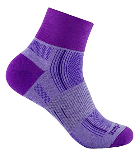 Wrightsock Profi Sportsocke, Laufsocke, Wandersocke in lila, Anti-Blasen-System, doppel-lagig, Quarter mittellang, Gr. M von Wrightsock