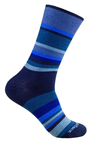 Wrightsock Profi Sportsocke, Laufsocke, Wandersocke in navy Stripes gestreift, doppel-lagig, STRIDE crew lang - Gr.L von Wrightsock