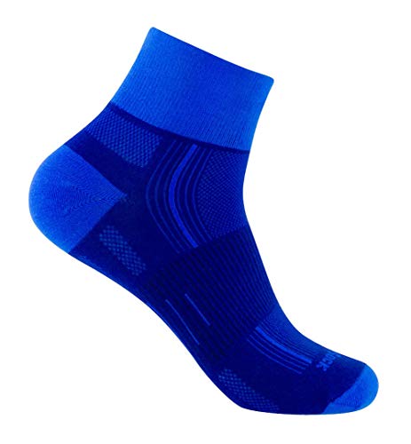 Wrightsock Profi Sportsocke, Laufsocke, Wandersocke in royal blau, Anti-Blasen-System, doppel-lagig, Quarter mittellang, Gr. M von Wrightsock