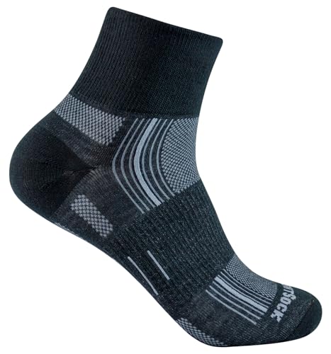 Wrightsock Profi Sportsocke, Laufsocke, Wandersocke in schwarz, Modell Stride, Anti-Blasen-System, doppel-lagig, Quarter mittellang, Gr. L von Wrightsock