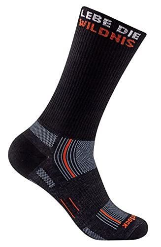 Wrightsock Profi Sportsocke, Laufsocke, Wandersocke in schwarz - Lebe die Wildnis - Anti-Blasen-System, doppel-lagig, Crew lang, Gr. L von Wrightsock