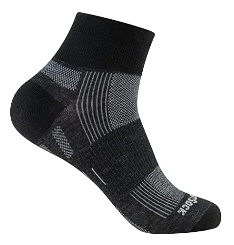 Wrightsock Profi Sportsocke, Laufsocke, Wandersocke in schwarz Modell Eco Explore, Anti-Blasen-System, doppel-lagig, Quarter (knöchelhoch), Gr. L von Wrightsock