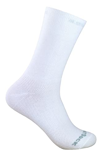 Wrightsock Profi Sportsocke, Laufsocke Modell Coolmesh II in Weiß, Anti-Blasen-System, doppellagig, Crew lang, Gr. M von Wrightsock