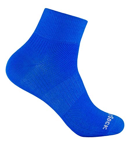 Wrightsock - Profi Sportsocke, Laufsocke Modell Coolmesh II in blau Anti-Blasen-System, doppellagig, Quarter mittellang, Gr. L von Wrightsock