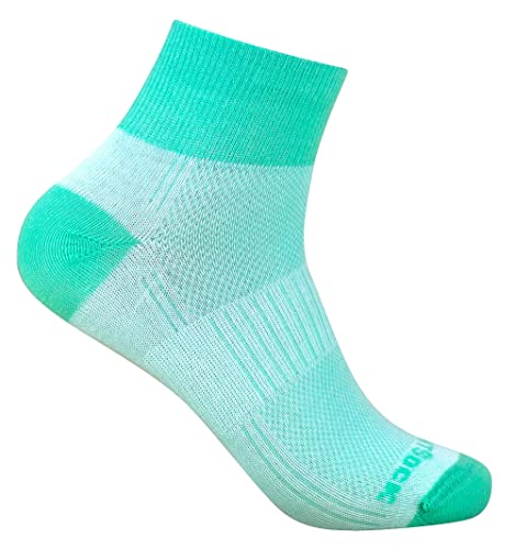 Wrightsock Profi Sportsocke, Laufsocke Modell Coolmesh II in mint grün, Anti-Blasen-System, doppellagig, Quarter (knöchelhoch), Gr. M von Wrightsock