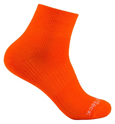 Wrightsock - Profi Sportsocke, Laufsocke Modell Coolmesh II in orange, Anti-Blasen-System, doppellagig, Quarter mittellang, Gr. S von Wrightsock