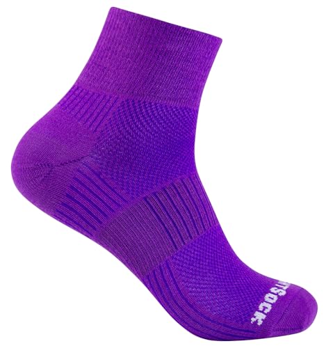 Wrightsock - Profi Sportsocke, Laufsocke Modell Coolmesh II in pflaume Anti-Blasen-System, doppellagig, Quarter mittellang, Gr. M von Wrightsock