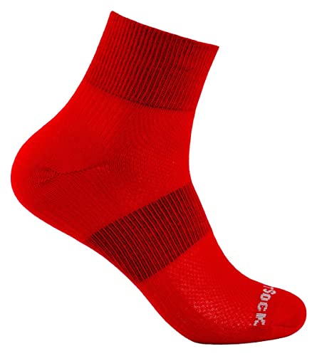 Wrightsock - Profi Sportsocke, Laufsocke Modell Coolmesh II in rot Anti-Blasen-System, doppellagig, Quarter mittellang, Gr. L von Wrightsock