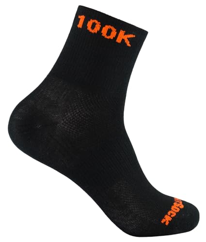 Wrightsock Profi Sportsocke, Laufsocke Modell Coolmesh II in rot schwarz, Anti-Blasen-System, doppel-lagig, Sonderedition Ultramarathon 100K, Quarter mittellang, Gr. L von Wrightsock