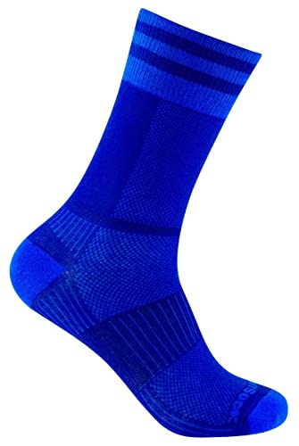 Wrightsock Profi Sportsocke, Laufsocke Modell Coolmesh II in royal blau, Anti-Blasen-System, doppel-lagig, CREW lang, Gr. L von Wrightsock