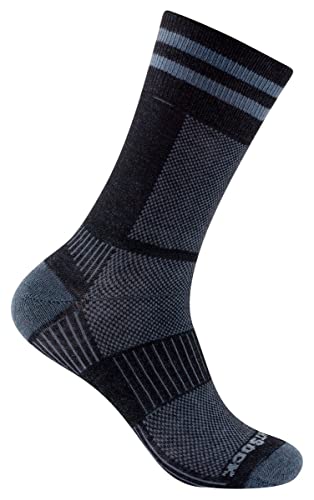 Wrightsock Profi Sportsocke, Laufsocke Modell Coolmesh II in schwarz grau, Anti-Blasen-System, doppel-lagig, CREW lang, Gr. L von Wrightsock