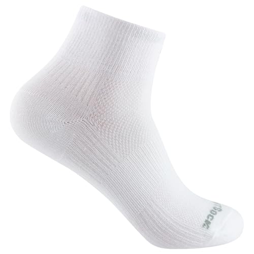 Wrightsock Profi Sportsocke, Laufsocke Modell Coolmesh II in weiss, Anti-Blasen-System, doppel-lagig, Quarter mittellang, Gr. L von Wrightsock