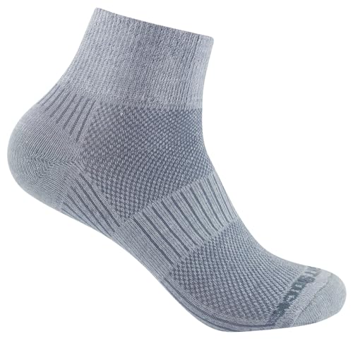 Wrightsock - Profi Sportsocke, Laufsocke Modell Coolmesh II mit leichtem Grau, Anti-Blasen-System, doppel-lagig, Quarter mittellang, Gr. L von Wrightsock