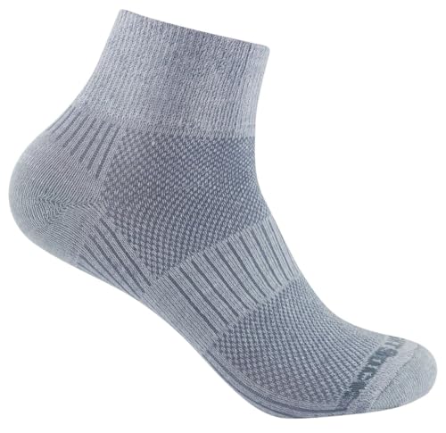 Wrightsock - Profi Sportsocke, Laufsocke Modell Coolmesh II mit leichtem Grau, Anti-Blasen-System, doppel-lagig, Quarter mittellang, Gr. M von Wrightsock