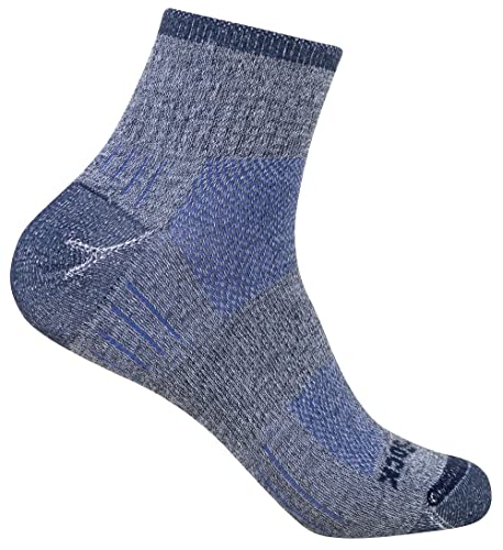 Wrightsock Profi Sportsocke, Wandersocke in blau grau, Modell Escape, Anti-Blasen-System, doppel-lagig, Quarter (knöchelhoch), Gr. M von Wrightsock