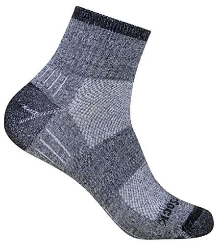 Wrightsock Profi Sportsocke, Wandersocke in grau dunkelgrau, Modell Escape, Anti-Blasen-System, doppel-lagig, Quarter (knöchelhoch), Gr. M von Wrightsock