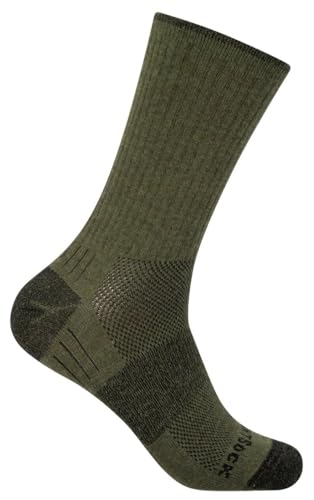 Wrightsock Profi Sportsocke, Wandersocke in military green, Merino Wolle, Anti-Blasen-System, doppel-lagig, Crew (wadenhoch), Gr. L von Wrightsock