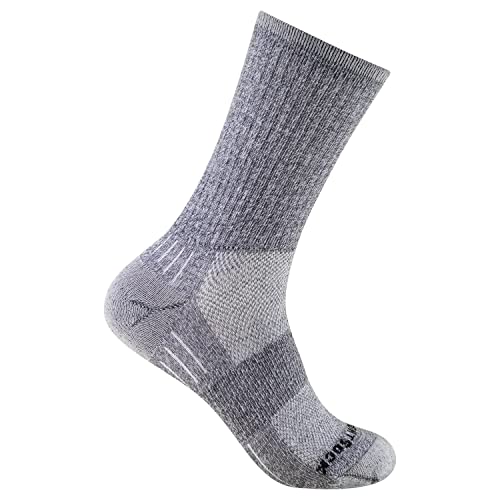 Wrightsock Profi Sportsocke, Wandersocke in mittelgrau grau, Anti-Blasen-System, doppel-lagig, Crew (wadenhoch), Gr. L von Wrightsock