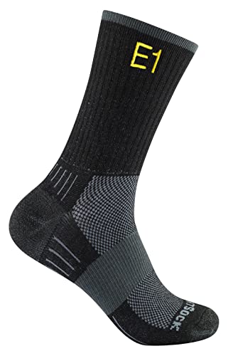 Wrightsock Profi Sportsocke, Wandersocke in schwarz, Anti-Blasen-System, doppel-lagig, Crew (wadenhoch) - Fernwanderweg E1-Edition, Gr. M von Wrightsock