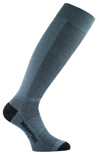 Wrightsock Profi Sportsocke, optimal für Ski- oder Militärstiefel, Modell Coolmesh II OTC in grau, Anti-Blasen-System, Gr. M von Wrightsock